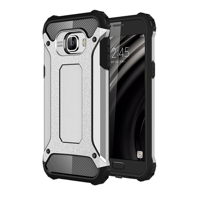 Microsonic Samsung Galaxy C7 Kılıf Rugged Armor Gümüş