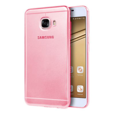 Microsonic Samsung Galaxy C7 Kılıf Transparent Soft Pembe