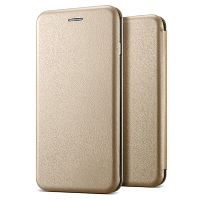 Microsonic Samsung Galaxy Grand Prime Klııf Slim Leather Design Flip Cover Gold