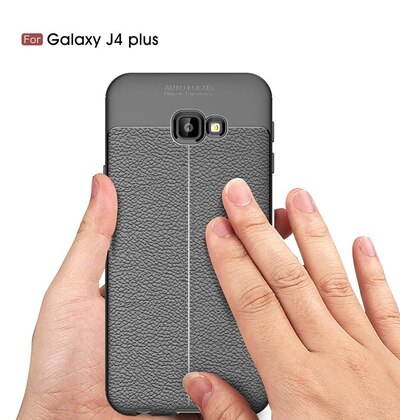 Microsonic Samsung Galaxy J4 Core Kılıf Deri Dokulu Silikon Siyah