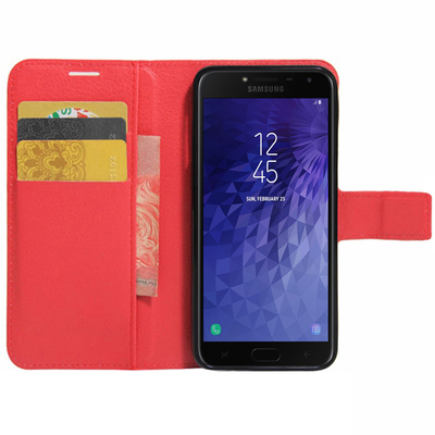 Microsonic Samsung Galaxy J4 Cüzdanlı Deri Kılıf Kırmızı
