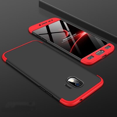 Microsonic Samsung Galaxy J4 Kılıf Double Dip 360 Protective AYS Siyah-Kırmızı