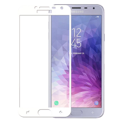 Microsonic Samsung Galaxy J4 Kavisli Temperli Cam Ekran Koruyucu Film Beyaz