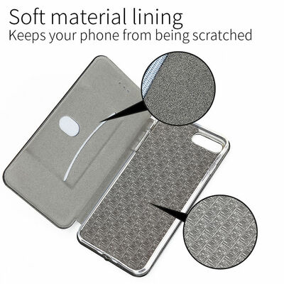 Microsonic Samsung Galaxy J4 Kılıf Slim Leather Design Flip Cover Gümüş