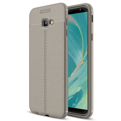 Microsonic Samsung Galaxy J4 Plus Kılıf Deri Dokulu Silikon Gri