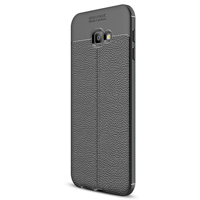 Microsonic Samsung Galaxy J4 Plus Kılıf Deri Dokulu Silikon Siyah