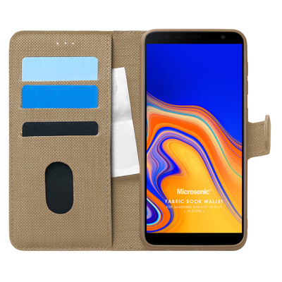 Microsonic Samsung Galaxy J4 Plus Kılıf Fabric Book Wallet Gold