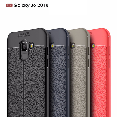Microsonic Samsung Galaxy J6 Kılıf Deri Dokulu Silikon Kırmızı
