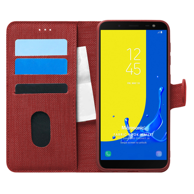 Microsonic Samsung Galaxy J6 Kılıf Fabric Book Wallet Kırmızı
