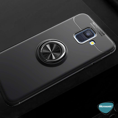 Microsonic Samsung Galaxy J6 Kılıf Kickstand Ring Holder Siyah