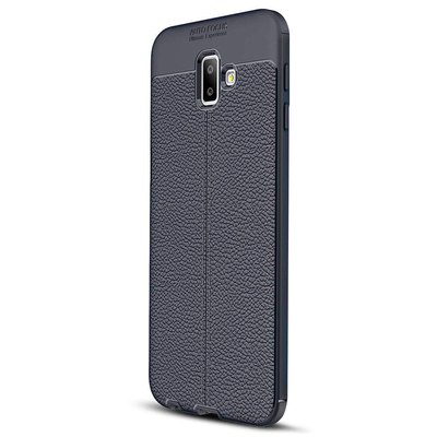Microsonic Samsung Galaxy J6 Plus Kılıf Deri Dokulu Silikon Lacivert