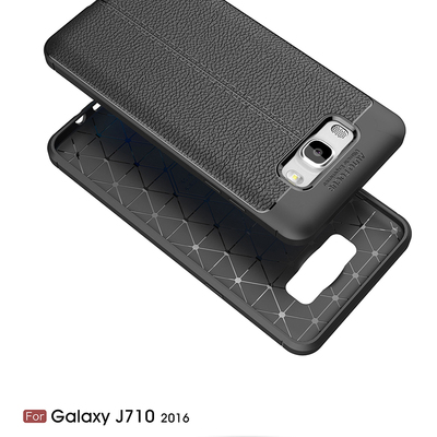 Microsonic Samsung Galaxy J7 2016 Kılıf Deri Dokulu Silikon Gri