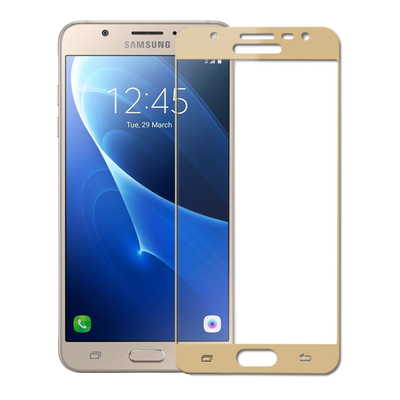 Microsonic Samsung Galaxy J7 2016 Kavisli Temperli Cam Ekran Koruyucu Film Gold