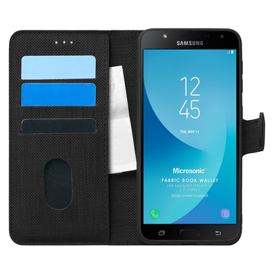 Microsonic Samsung Galaxy J7 Core Kılıf Fabric Book Wallet Siyah