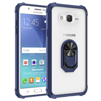 Microsonic Samsung Galaxy J7 Core Kılıf Grande Clear Ring Holder Lacivert