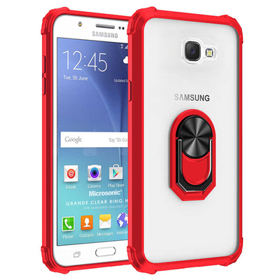 Microsonic Samsung Galaxy J7 Prime 2 Kılıf Grande Clear Ring Holder Kırmızı