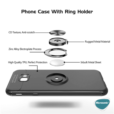 Microsonic Samsung Galaxy J7 Prime 2 Kılıf Kickstand Ring Holder Kırmızı