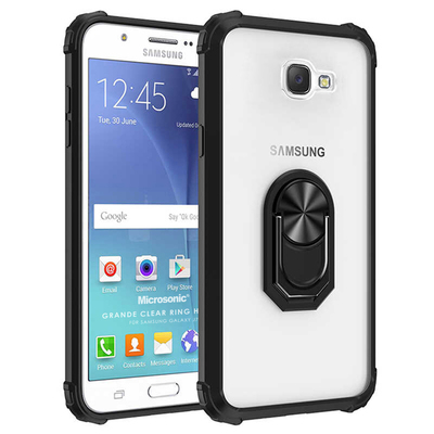 Microsonic Samsung Galaxy J7 Prime Kılıf Grande Clear Ring Holder Siyah