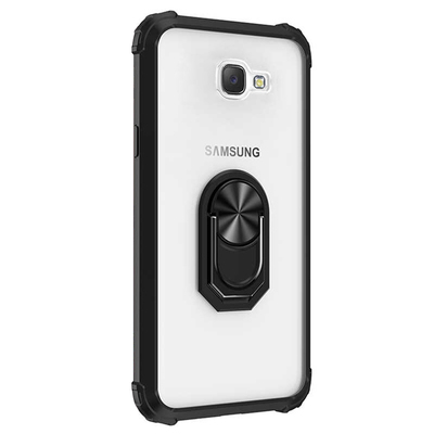 Microsonic Samsung Galaxy J7 Prime Kılıf Grande Clear Ring Holder Siyah