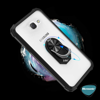 Microsonic Samsung Galaxy J7 Prime Kılıf Grande Clear Ring Holder Siyah