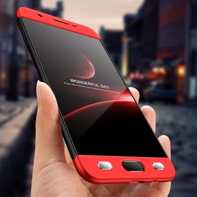 Microsonic Samsung Galaxy J7 Prime Kılıf Double Dip 360 Protective Siyah Kırmızı