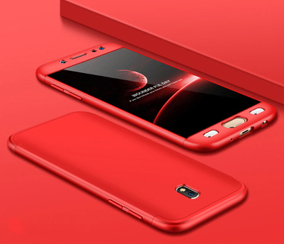 Microsonic Samsung Galaxy J7 Pro Kılıf Double Dip 360 Protective AYS Kırmızı