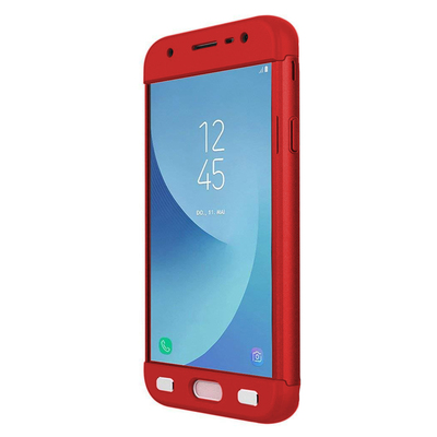 Microsonic Samsung Galaxy J7 Pro Kılıf Double Dip 360 Protective AYS Kırmızı