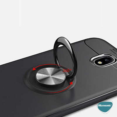 Microsonic Samsung Galaxy J7 Pro Kılıf Kickstand Ring Holder Kırmızı