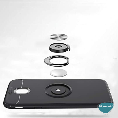 Microsonic Samsung Galaxy J7 Pro Kılıf Kickstand Ring Holder Kırmızı