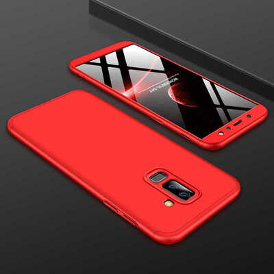 Microsonic Samsung Galaxy J8 Kılıf Double Dip 360 Protective AYS Kırmızı