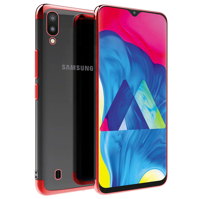 Microsonic Samsung Galaxy M10 Kılıf Skyfall Transparent Clear Kırmızı