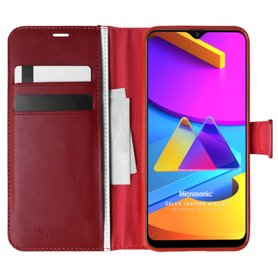 Microsonic Samsung Galaxy M10s Kılıf Delux Leather Wallet Kırmızı