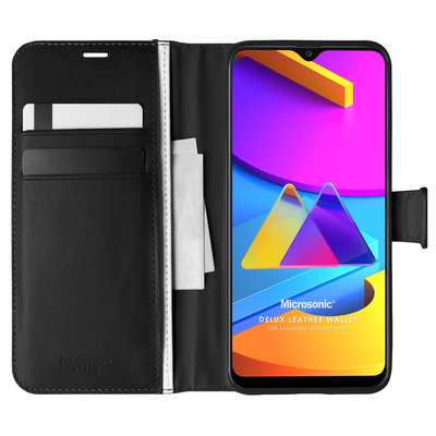 Microsonic Samsung Galaxy M10s Kılıf Delux Leather Wallet Siyah