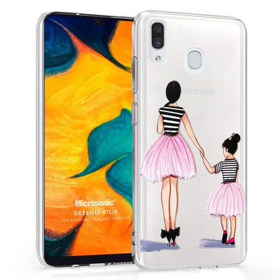 Microsonic Samsung Galaxy M10S Desenli Kılıf Anne ve Kız