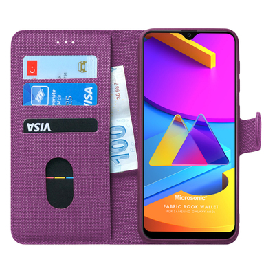 Microsonic Samsung Galaxy M10s Kılıf Fabric Book Wallet Mor