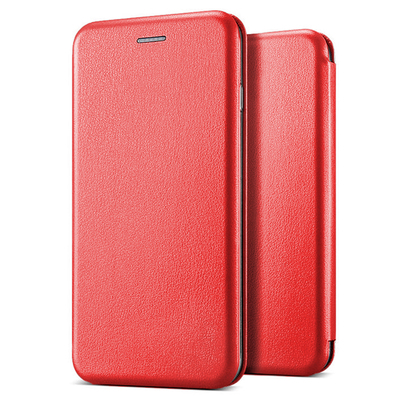 Microsonic Samsung Galaxy M10S Kılıf Slim Leather Design Flip Cover Kırmızı