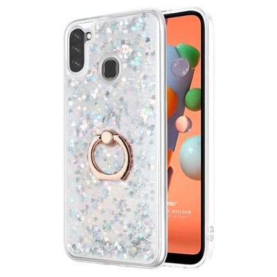 Microsonic Samsung Galaxy M11 Kılıf Glitter Liquid Holder Gümüş