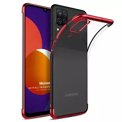 Microsonic Samsung Galaxy M12 Kılıf Skyfall Transparent Clear Kırmızı
