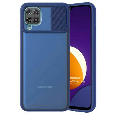 Microsonic Samsung Galaxy M12 Kılıf Slide Camera Lens Protection Lacivert