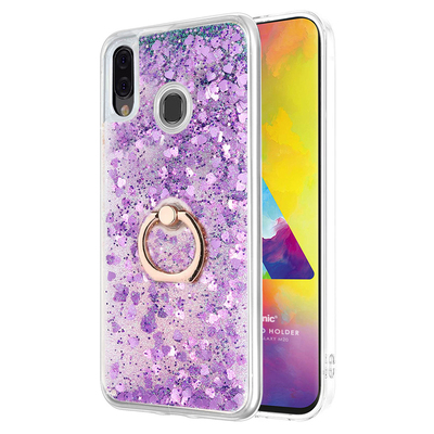 Microsonic Samsung Galaxy M20 Kılıf Glitter Liquid Holder Mor