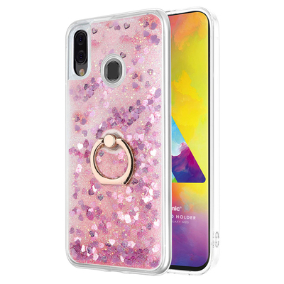 Microsonic Samsung Galaxy M20 Kılıf Glitter Liquid Holder Pembe