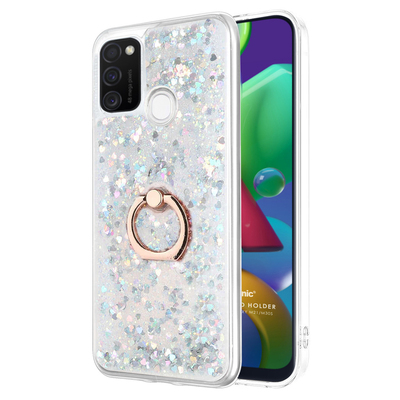 Microsonic Samsung Galaxy M21 Kılıf Glitter Liquid Holder Gümüş