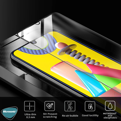 Microsonic Samsung Galaxy M21 Kavisli Temperli Cam Ekran Koruyucu Film Siyah
