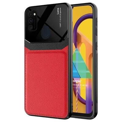 Microsonic Samsung Galaxy M21 Kılıf Uniq Leather Kırmızı