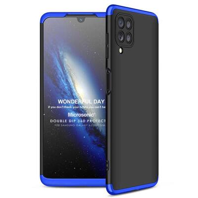 Microsonic Samsung Galaxy M22 Kılıf Double Dip 360 Protective AYS Siyah Mavi