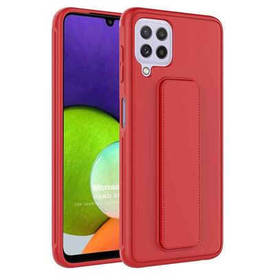 Microsonic Samsung Galaxy M22 Kılıf Hand Strap Kırmızı