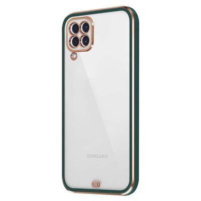 Microsonic Samsung Galaxy M22 Kılıf Laser Plated Soft Koyu Yeşil