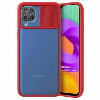 Microsonic Samsung Galaxy M22 Kılıf Slide Camera Lens Protection Kırmızı