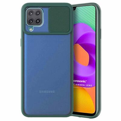 Microsonic Samsung Galaxy M22 Kılıf Slide Camera Lens Protection Koyu Yeşil