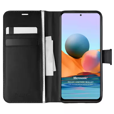 Microsonic Samsung Galaxy M23 Kılıf Delux Leather Wallet Siyah